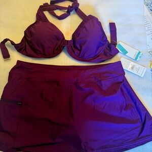 Sunset California Skirted Two Piece Bathing Suit NWT